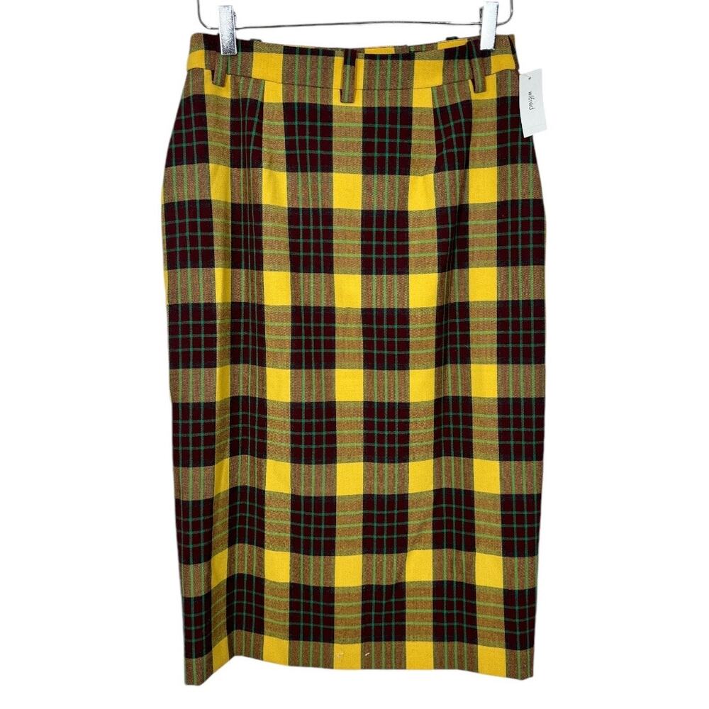 Aritzia Wilfred Leona Skirt Gold Rustique 8 New NWT Plaid Pencil Button Front - Picture 4 of 8
